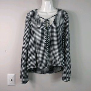 Mossimo Supply Co. Checkered Bell Sleeve Blouse Size XS
